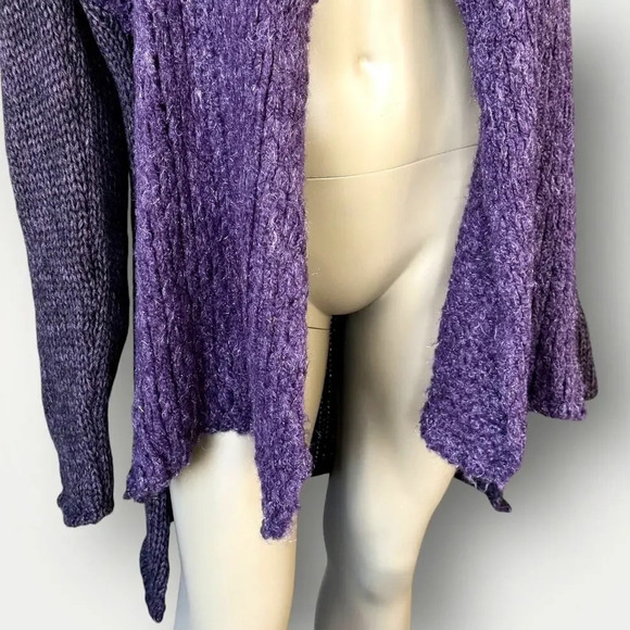 Helen Welsh Vintage Mohair Wool Blend High Side Slit Open Cardigan Size M Purple - Picture 5 of 16
